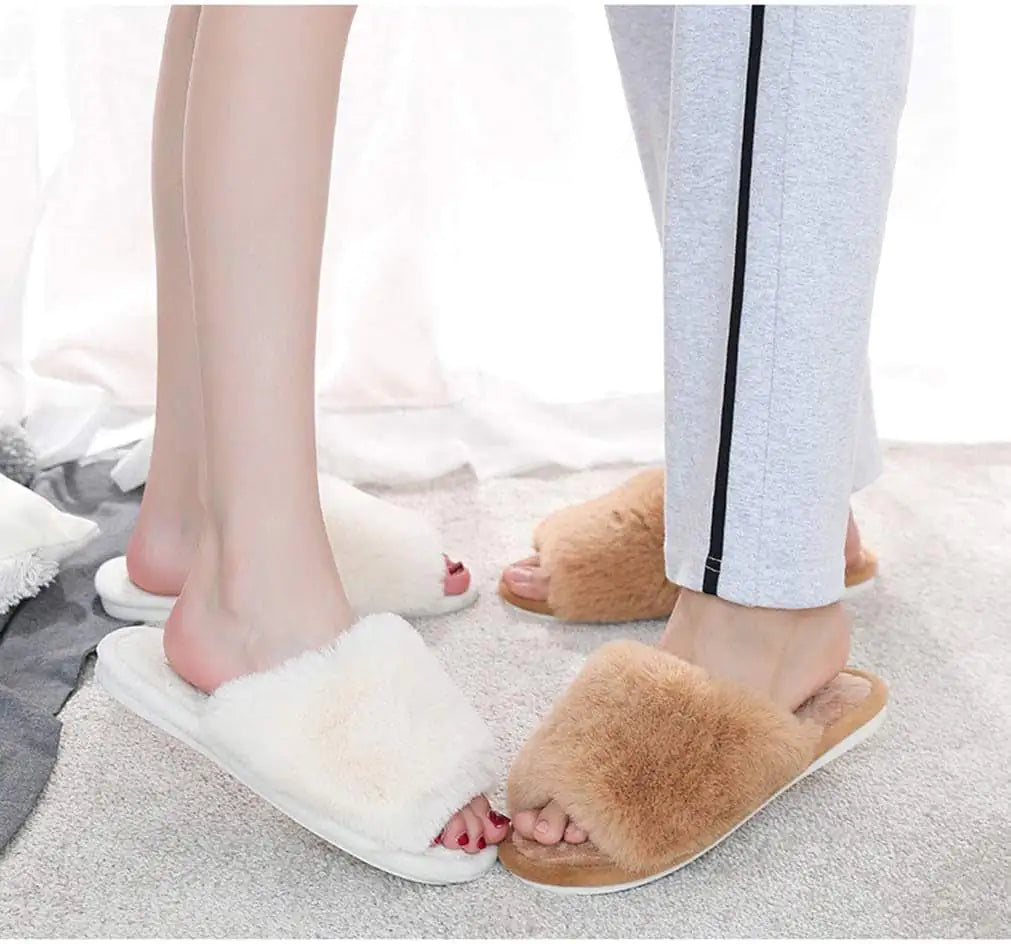 Women's Fuzzy Memory Foam Slippers - Cozy House Shoes Indoor Outdoor