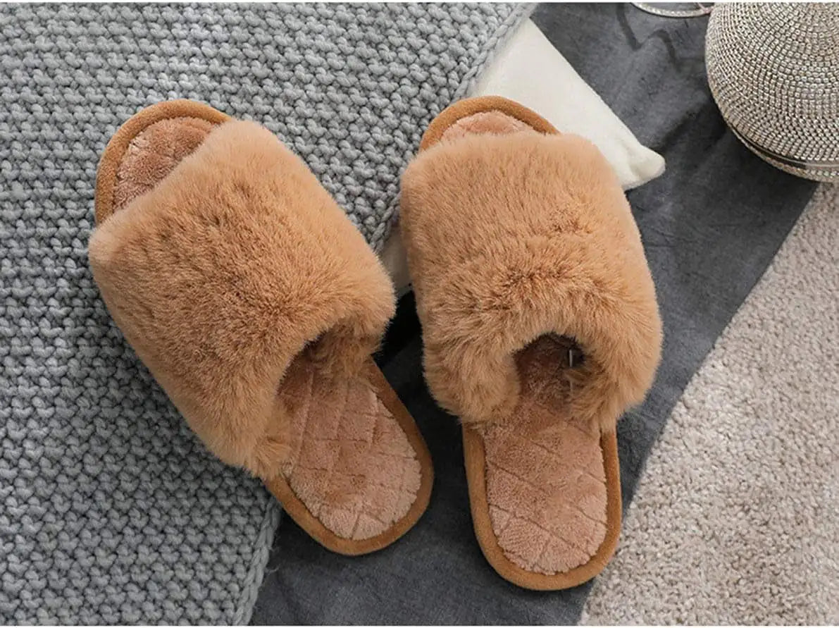 Women's Fuzzy Memory Foam Slippers - Cozy House Shoes Indoor Outdoor