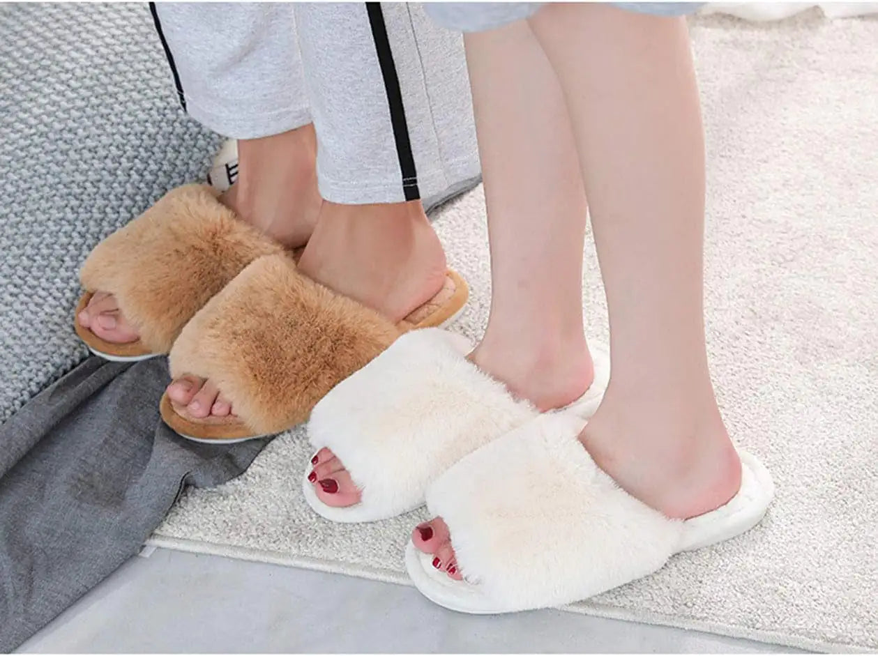 Women's Fuzzy Memory Foam Slippers - Cozy House Shoes Indoor Outdoor